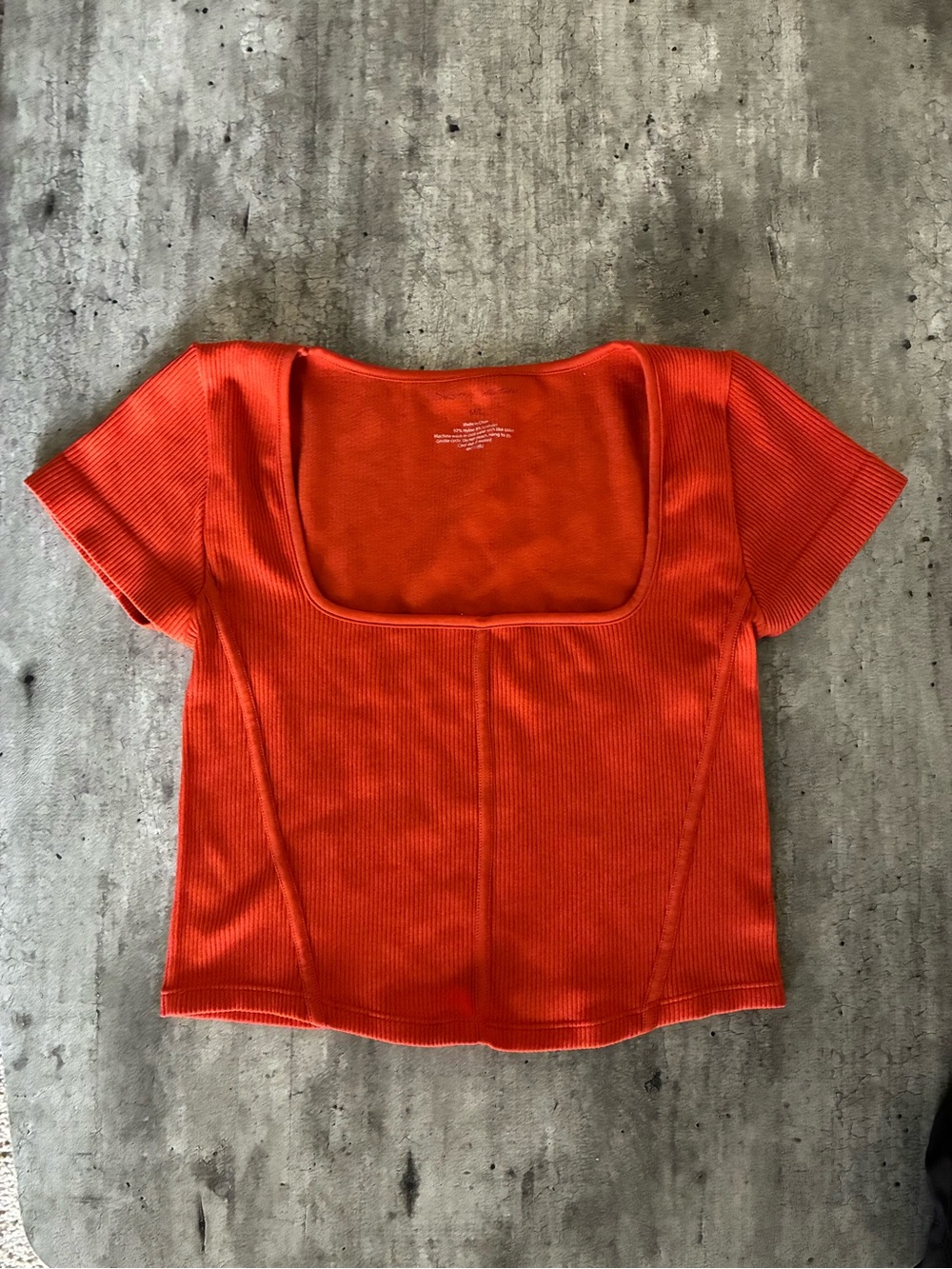 Women's Square-Neck Ribbed Crop Top - Burnt Orange